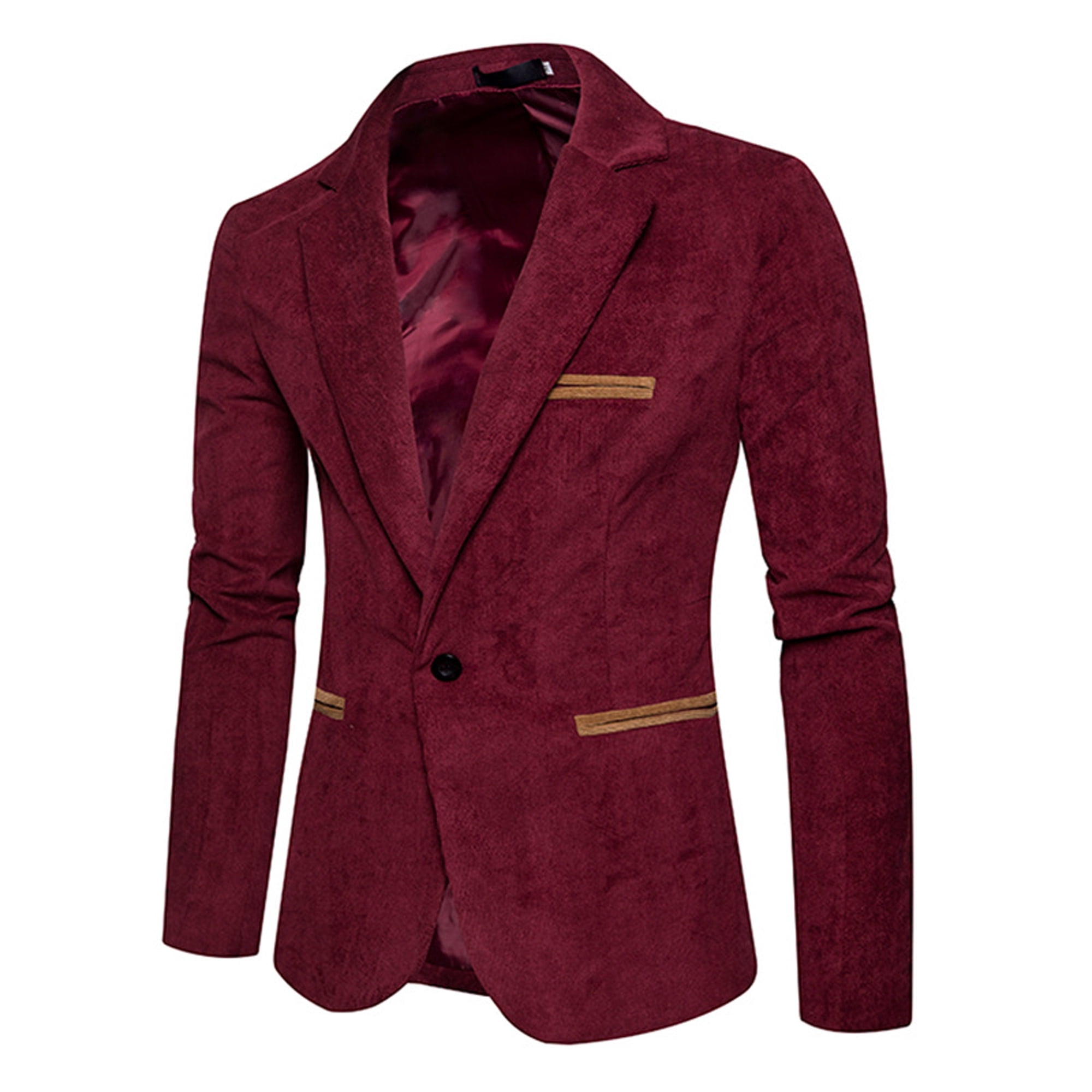 Luxury Business Men/'s Blazer Jacket Slim Fit Tops Suit Tuxedo One Button Coat